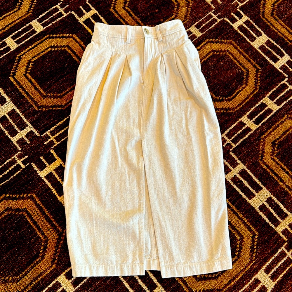 Mara Hoffman cream pleated midi skirt